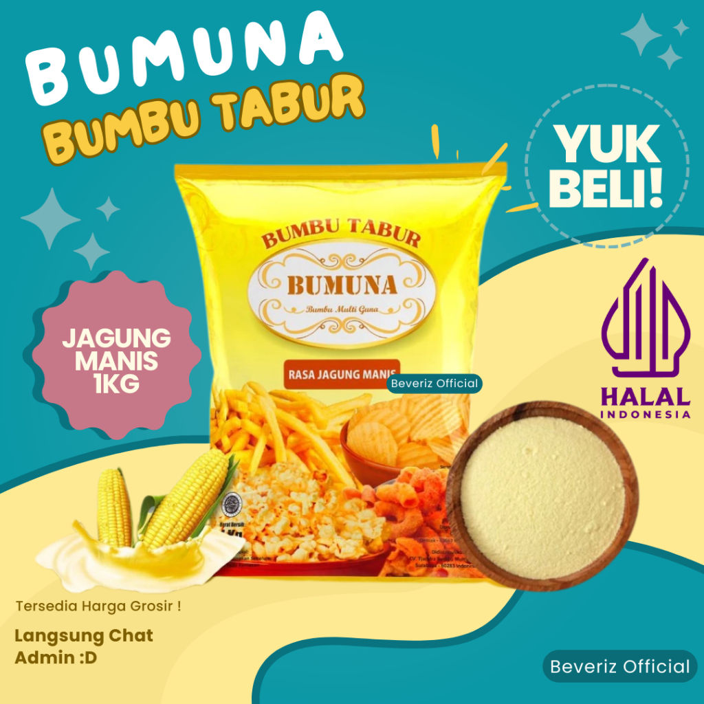 

BEVERIZ Bumuna Bumbu Rasa Jagung Manis 1 Kg | Bubuk Tabur Premium {BISA COD{TERSEDIA HARGA GROSIR}