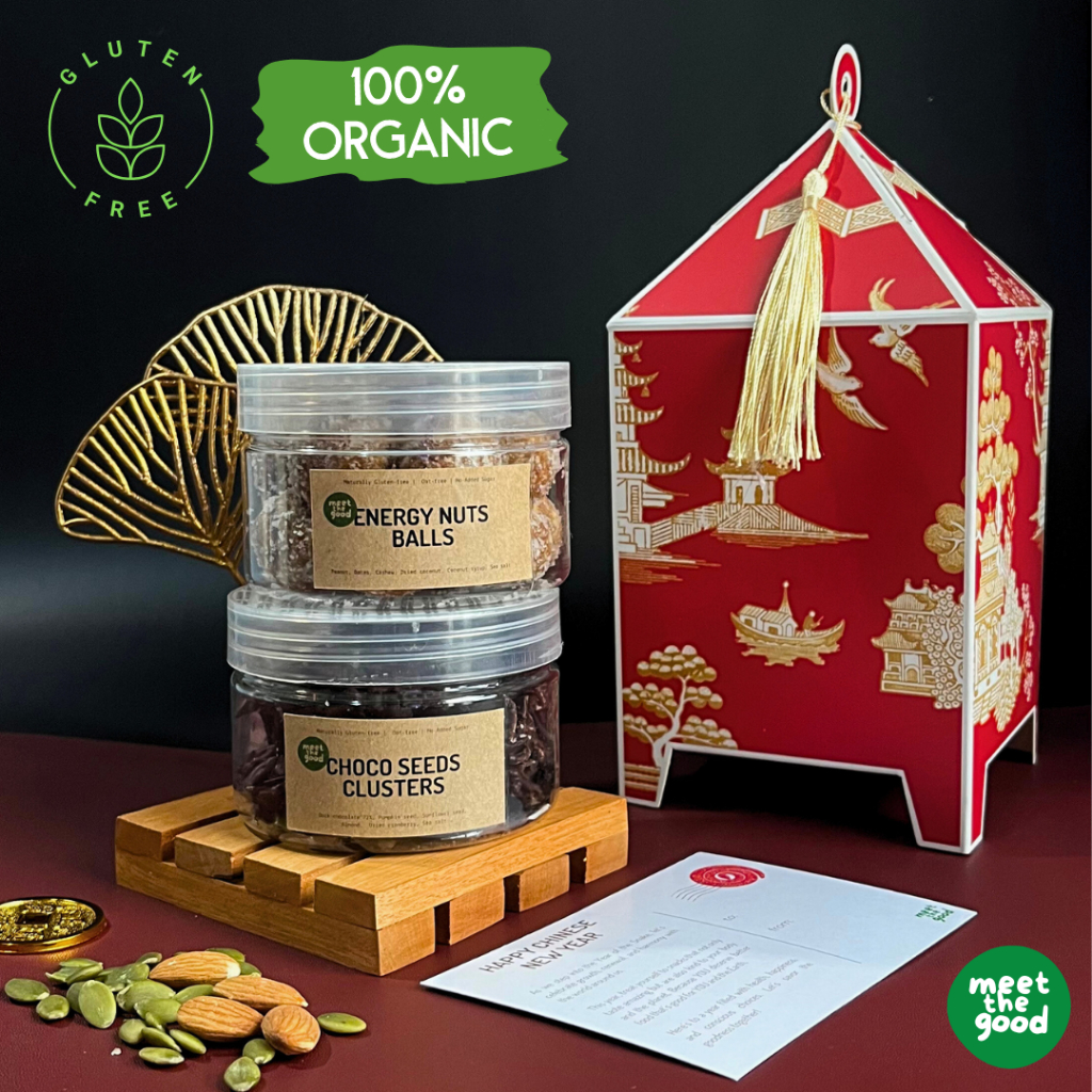 

Gluten Free Hampers Imlek - Healthy Snack Box Sehat Organik - CNY Sinchia - Choco Seeds Energy Balls