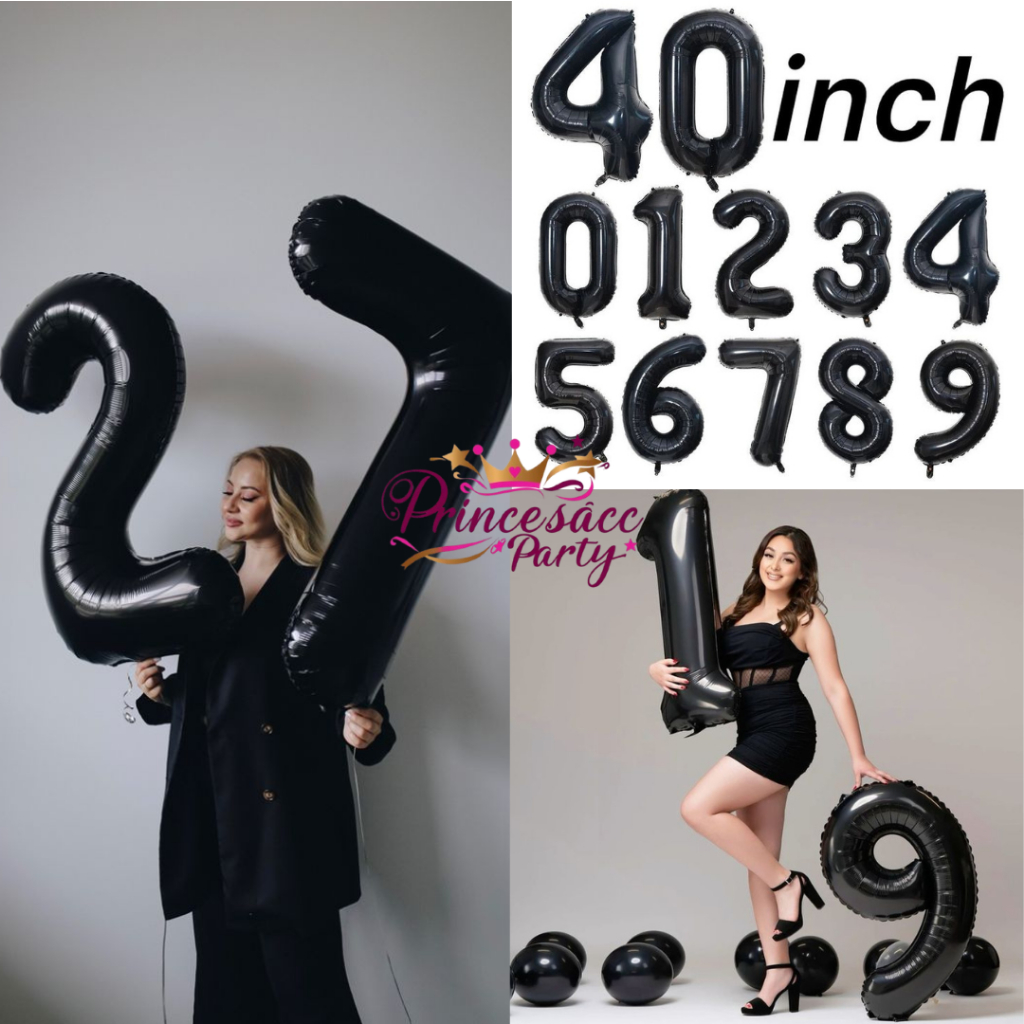 Balon Angka JUMBO Hitam 100 cm / 40 inch