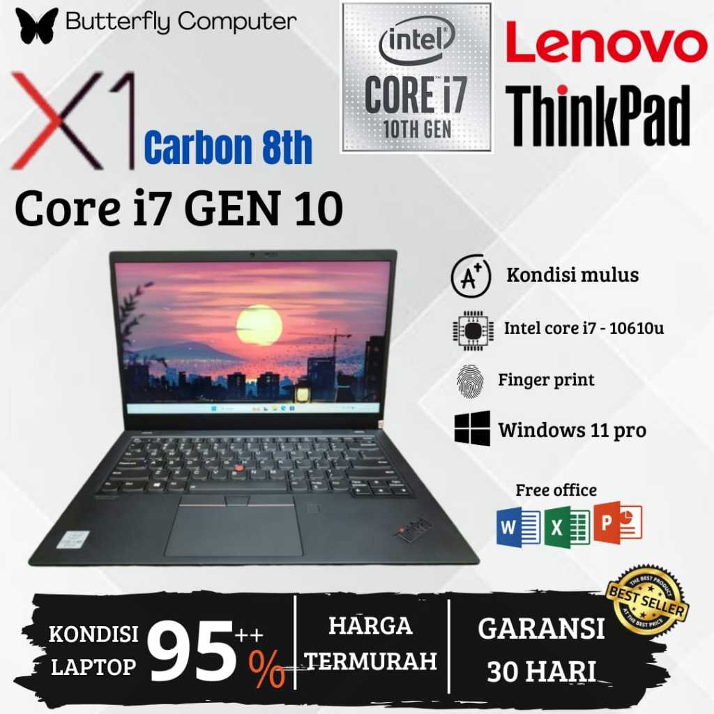 Laptop Lenovo ThinkPad X1 Carbon 8th Core i7 Gen 10 Ram 16GB Ssd 1TB - 14 inch - WIN ORI - SSD 512 -