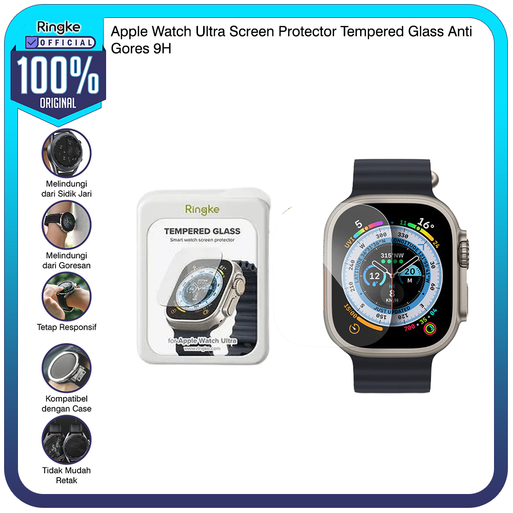 Screen Protector Pelindung Layar Anti Gores Tipis Mudah Pasang Ringke Apple Watch Ultra Tempered Gla