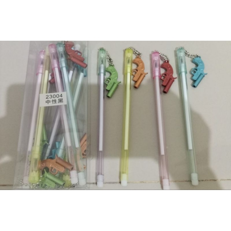 

HJK Pulpen Bentuk Pistol 12pcs Pulpen Tinta Gel Pulpen Unik Pulpen Mainan Pistol