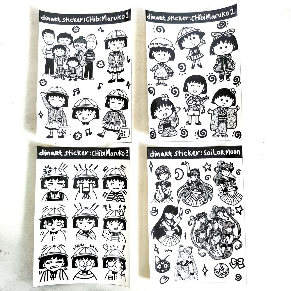 

DINART Anime Sticker Sheet / Stiker Vinyl Kiss Cut Chibi Maruko Sailormoon