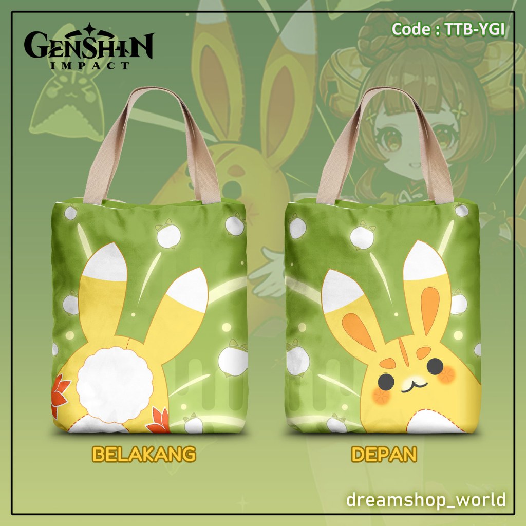 Tas Kanvas Tote Bag Anime Game Genshin Impact Yao Yao Yuegui