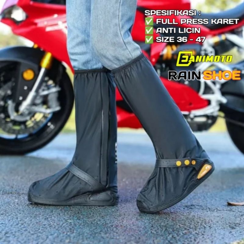 Jas Hujan Cover Sepatu BIGSIZE 36 - 47 Full Press Karet Waterproof Anti air Motor rain Shoe Danimoto