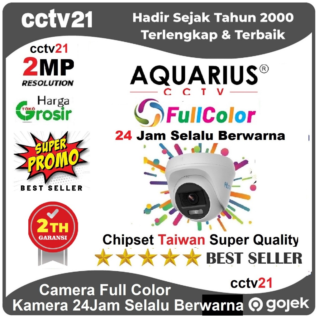 CCTV / Kamera / Camera / Indoor ColorVu Murni 2MP AQUARIUS 24Jam Selalu Berwarna Harga Promo cctv21