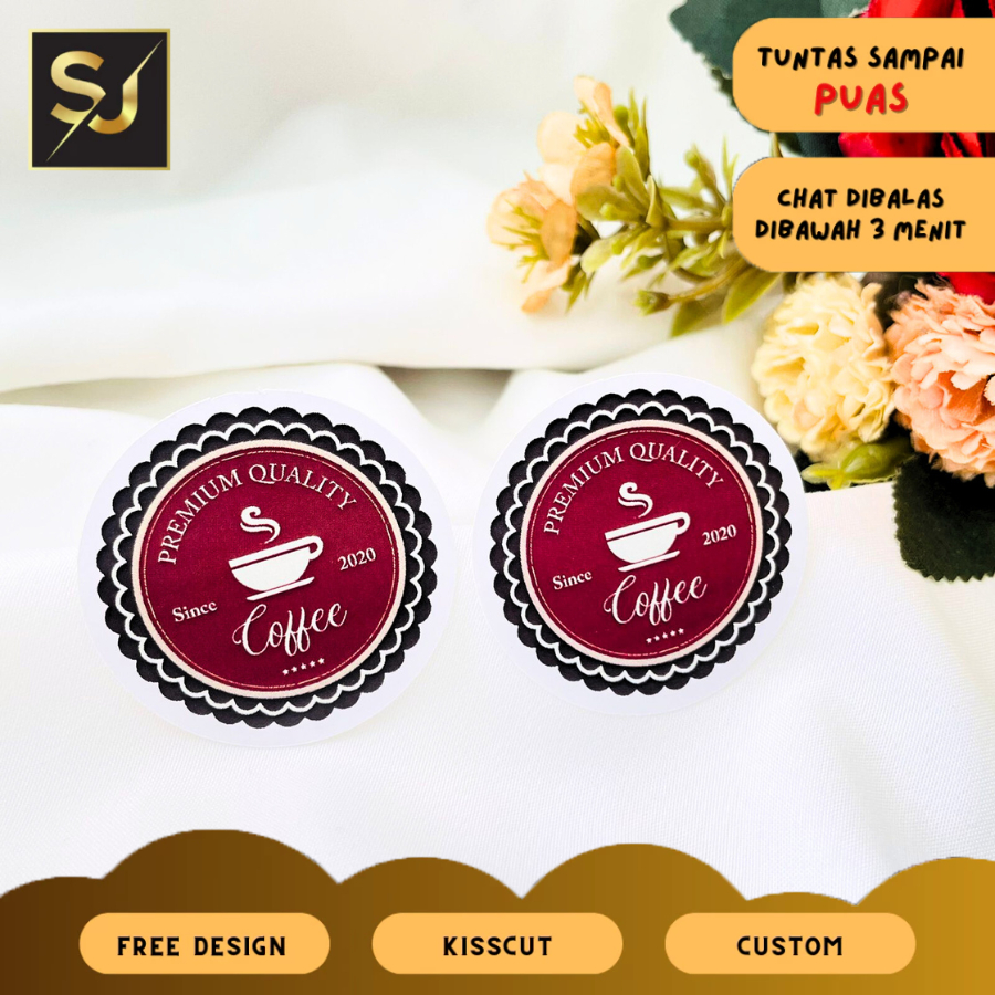 2-4 Sangjaya Cetak Stiker Minuman Kopi Sticker Label Botol Cup Coffe Free Desain Coffee Custom