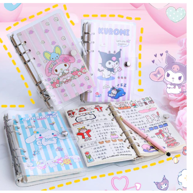 

Set Paketan Binder A6 Sanrio 6 Ring Diary Book Journal - buku tulis harian