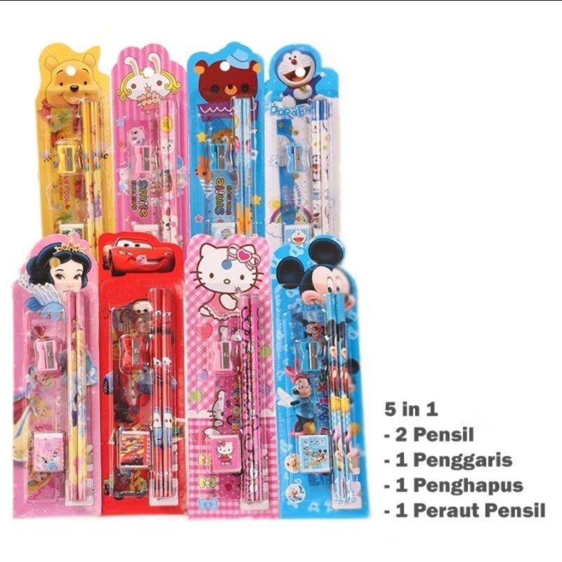 

Mini Stationary Set 5in1 Set Alat Tulis Sekolah 5 in 1 Pensil Set