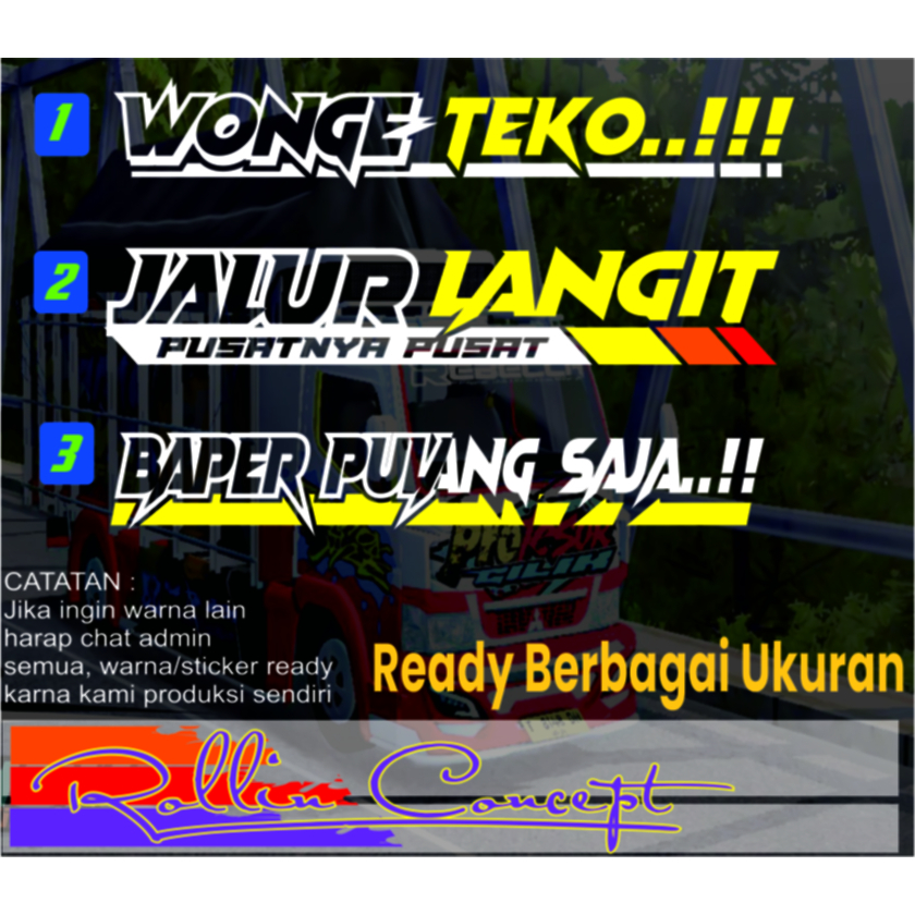 cuting stiker wonge teko, stiker kata kata kaca mobil truck picup dll..