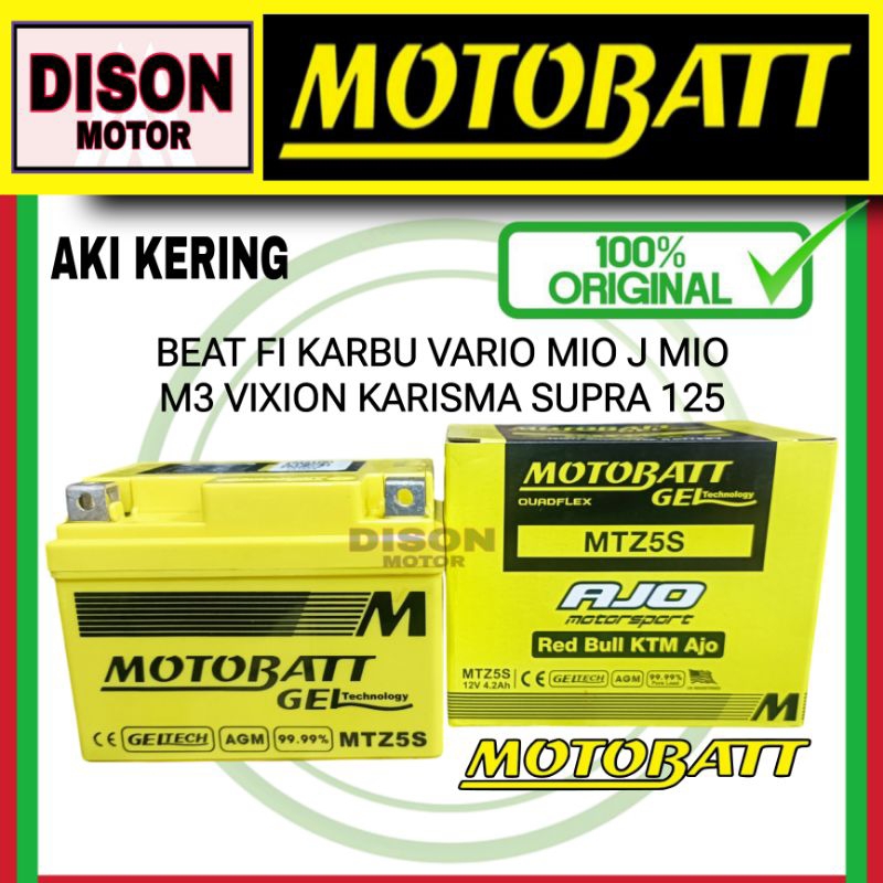 Aki motobatt beat fi karbu vario mio j mio m3 karisma supra 125 MTZ5S original aki kering motobatt
