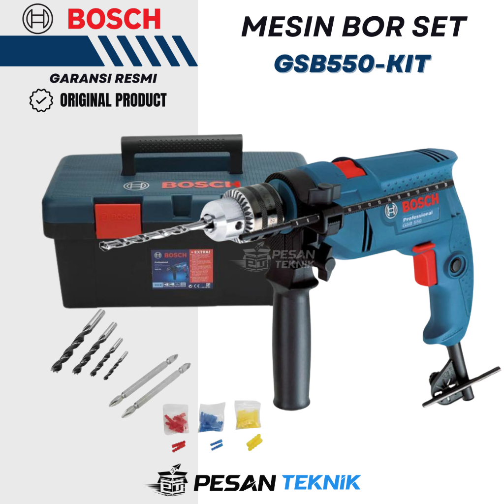 Mesin Bor Tembok 13mm SET GSB550 KIT Freedom Kit Impact Drill BOSCH GSB550-KIT