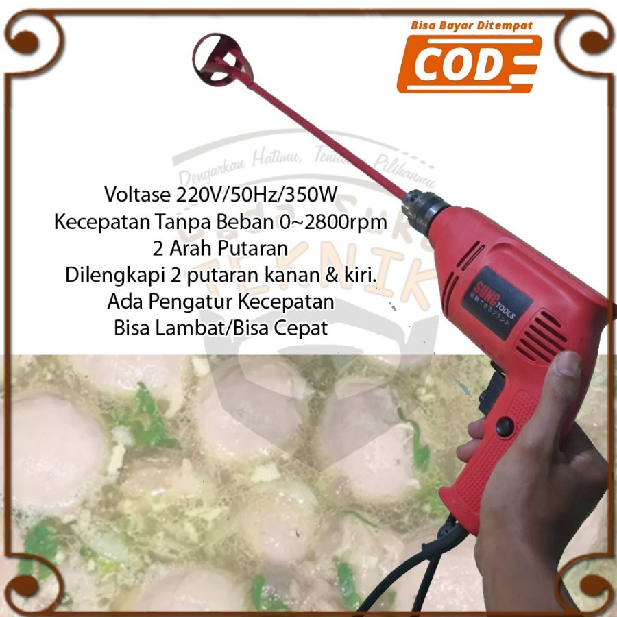 Mesin Bor Listrik Alat Pengocok Pengaduk Adonan Mixer Cat Stik Mixer Giling Daging Bakso