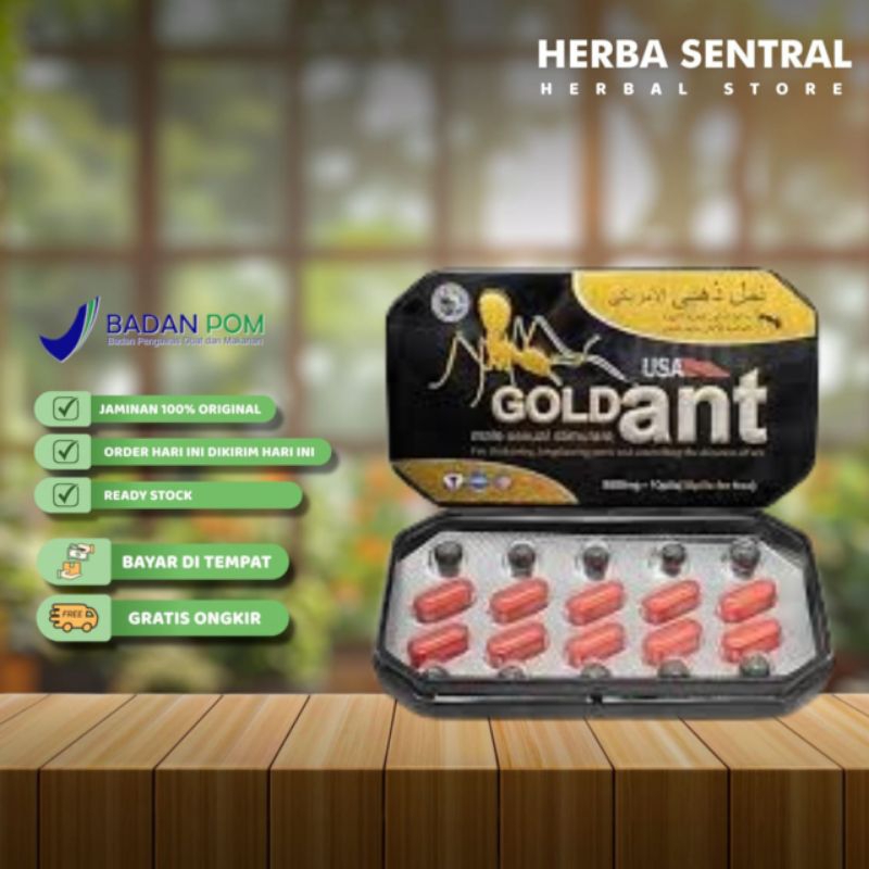 GOLD ANT ASLI ORIGINAL ISI 10 BUTIR MENAMBAH STAMINA PRIA OBAT HERBAL VITALITAS TAHAN LAMA KUAT