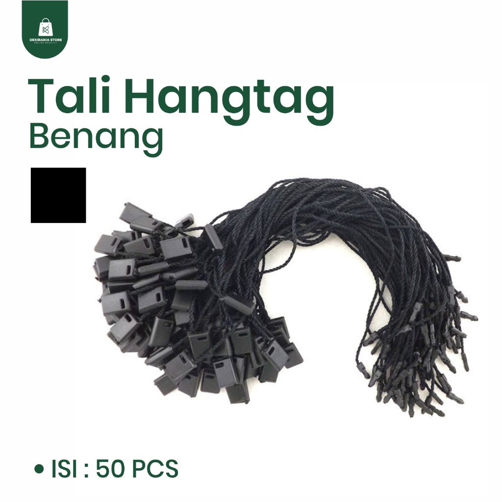 isi 50 pcs tali hang tag baju - tali lock pin hitam putih - lock pin label merek