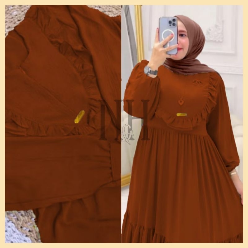 Gamis Rempel - Gamis Rempel Busui - Gamis Rempel Crinkle Airflow Susun Maxi