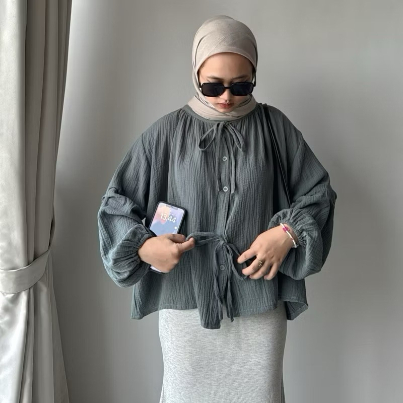 POPITA BLOUSE || Kemeja Wanita Katun Muslin Double Gauze