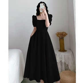 DISKON BAJU DRESS PANTAI OUTFIT WANITA KEKINIAN KONDANGAN MEWAH SIMPLE ELEGAN COCKTAIL DRESS HITAM