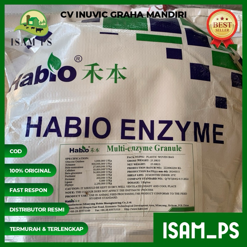 HABIO MULTIENZIM 1kg-Enzim Enzyme Komplit campur pakan Ternak ayam Sapi Kambing Bebek Babi