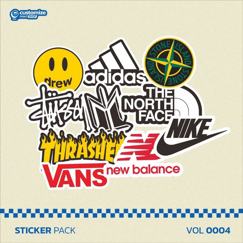 

stiker stiker custom Brand ternama volume 4 / 10 pcs