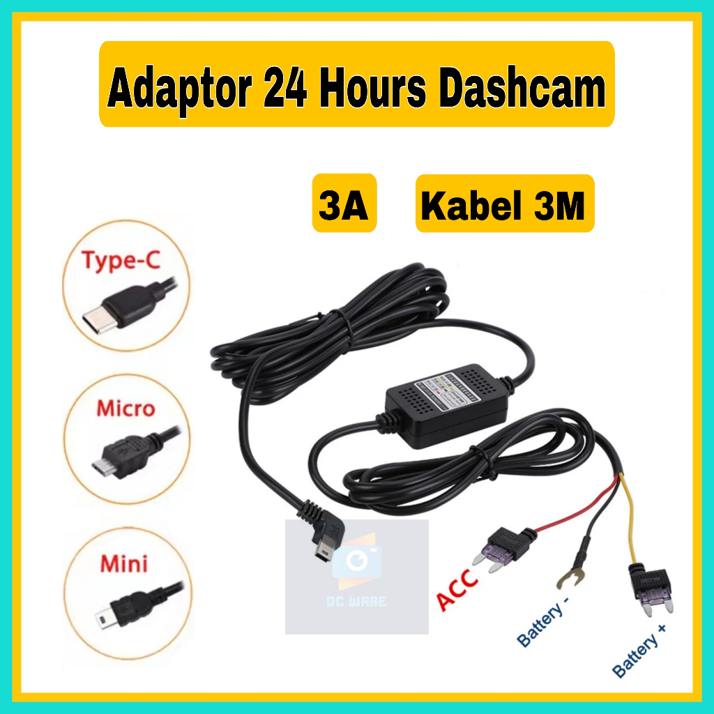 hardwire kit dashcam adaptor 24H dvr kamera mobil 3A universal H316