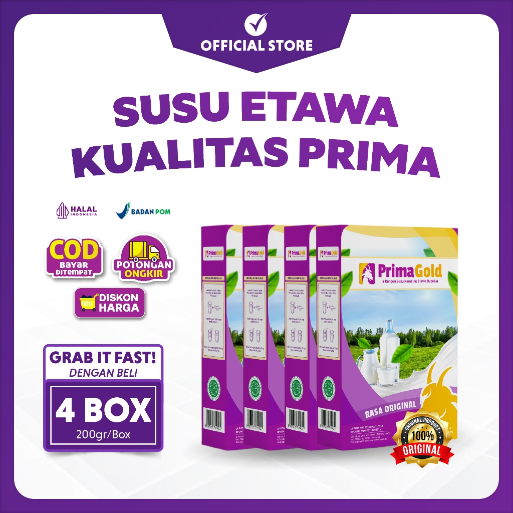 

[TERBAIK SUSU ETAWA] 4 BOX PRIMA GOLD JAMINAN EXP LAMA