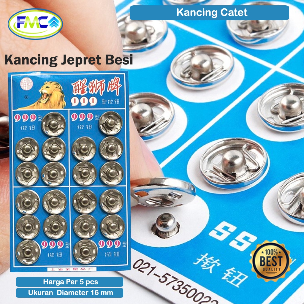 Kancing Jepret Cetet Ukuran Besar Kecil Lion Brand Warna Silver Ukuran 8mm 16mm Kancing Celana Jeans