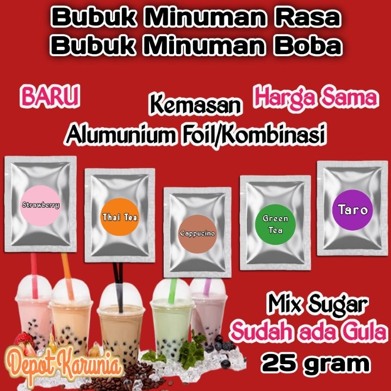 

Bubuk Minuman Rasa 25gr Reguler Mix Gula Serbuk Minuman Boba Kekinian Rasa Thai Tea