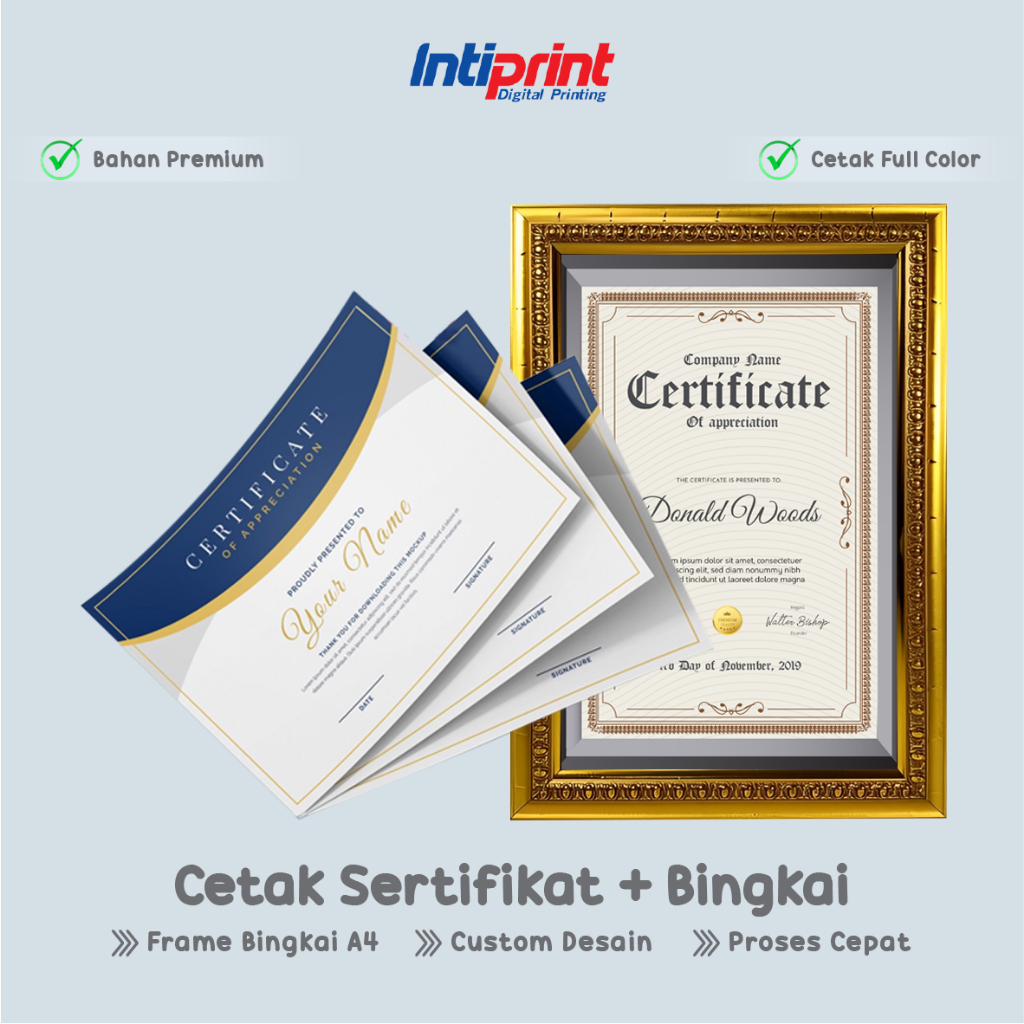 

Cetak Sertifikat + Bingkai / Piagam & Frame Berkualitas | Cetak Sertifikat Custom