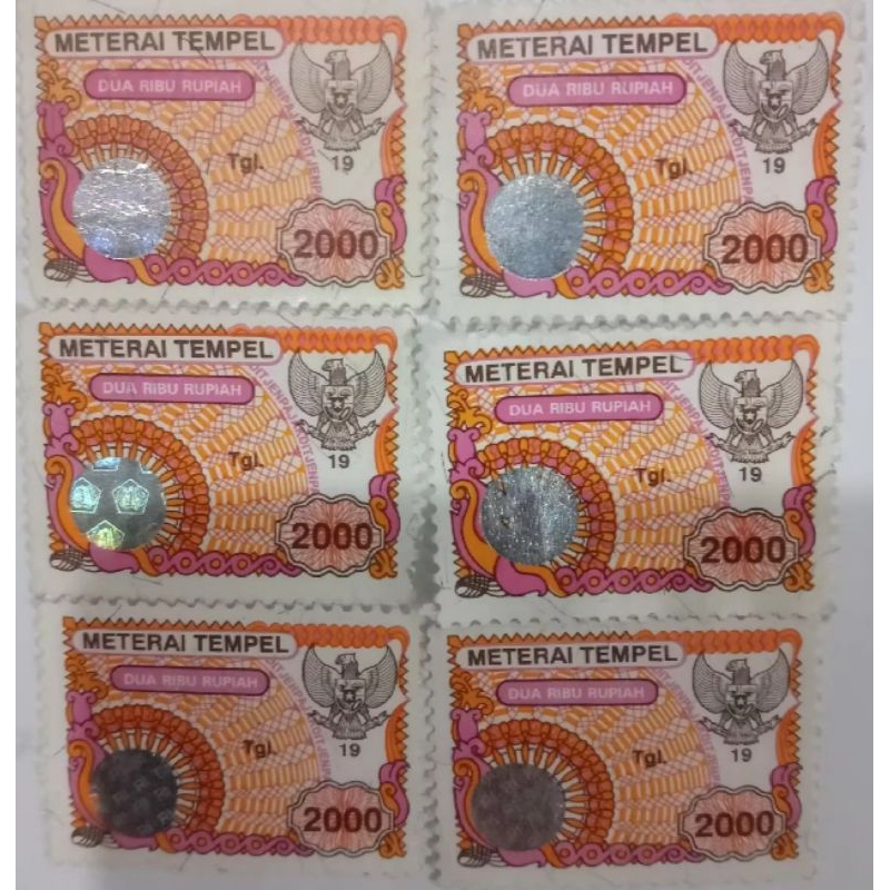 Meterai Tempel_2000 asli kantor pos ,tahun1995,1996,1997,1998,1999