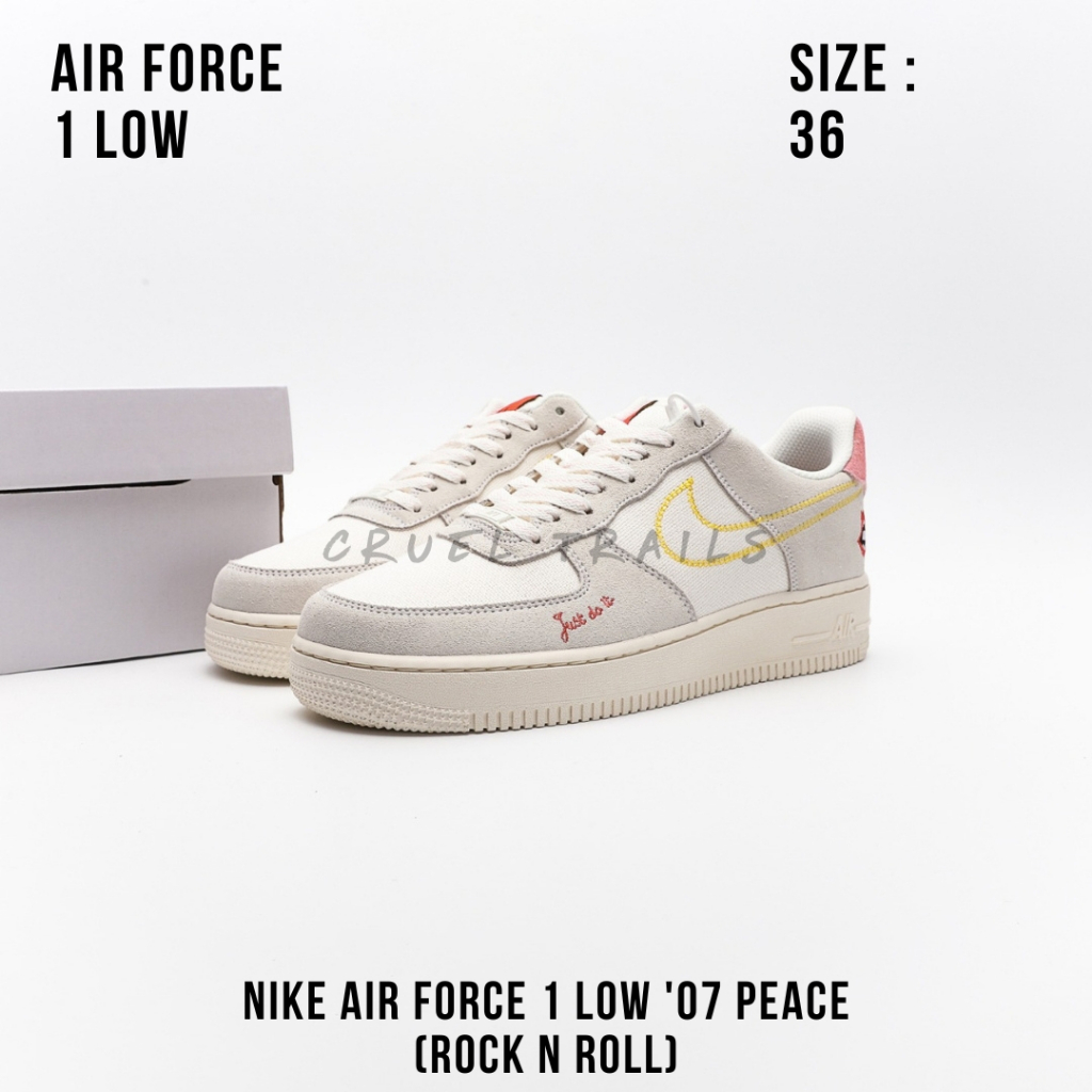 READY STOCK SIZE 36 - Nike Air Force 1 Low '07 Peace (Rock N Roll) BNIB ORIGINAL MATERIAL