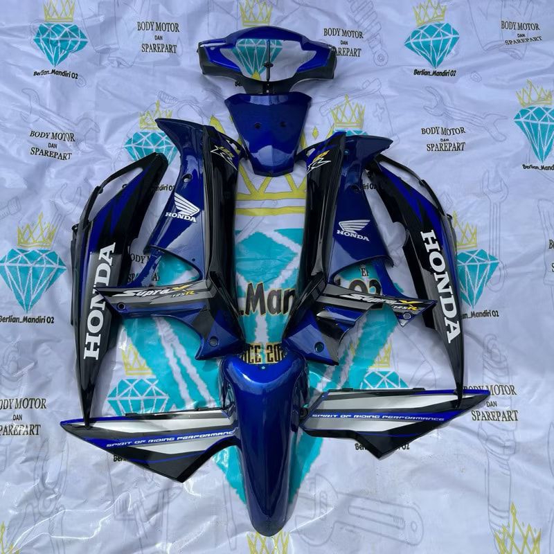 Cover Body Supra X 125 Old Lama Full Set Halus Body Motor Honda Supra X 125 Old Lama Biru Hitam