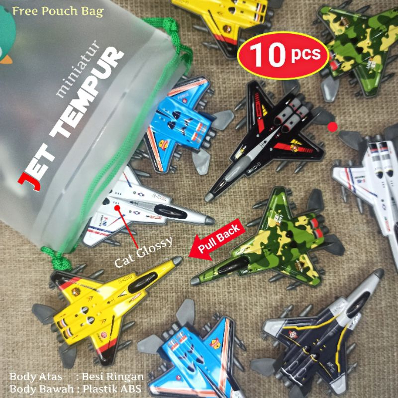 Pcs IRON JET Paket 10 Pcs Mainan Pesawat Jet Besi Pullback Souvenir Anak IRON JET AIRPLANE (PULLBACK