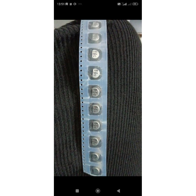 9568 kapasitor capacitor elco elko 100uf 100 uf 50v 50volt 50 volt smd tempel