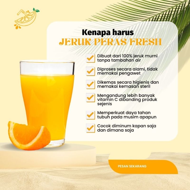 

Sari Jeruk Peras Fresh | 250 ml | 100% Murni