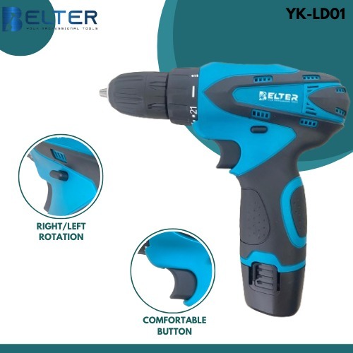Mesin Bor Baterai Tangan/Cordless Drill Battery Dengan 2 Baterai Cordless Drill Battery Impact Drill