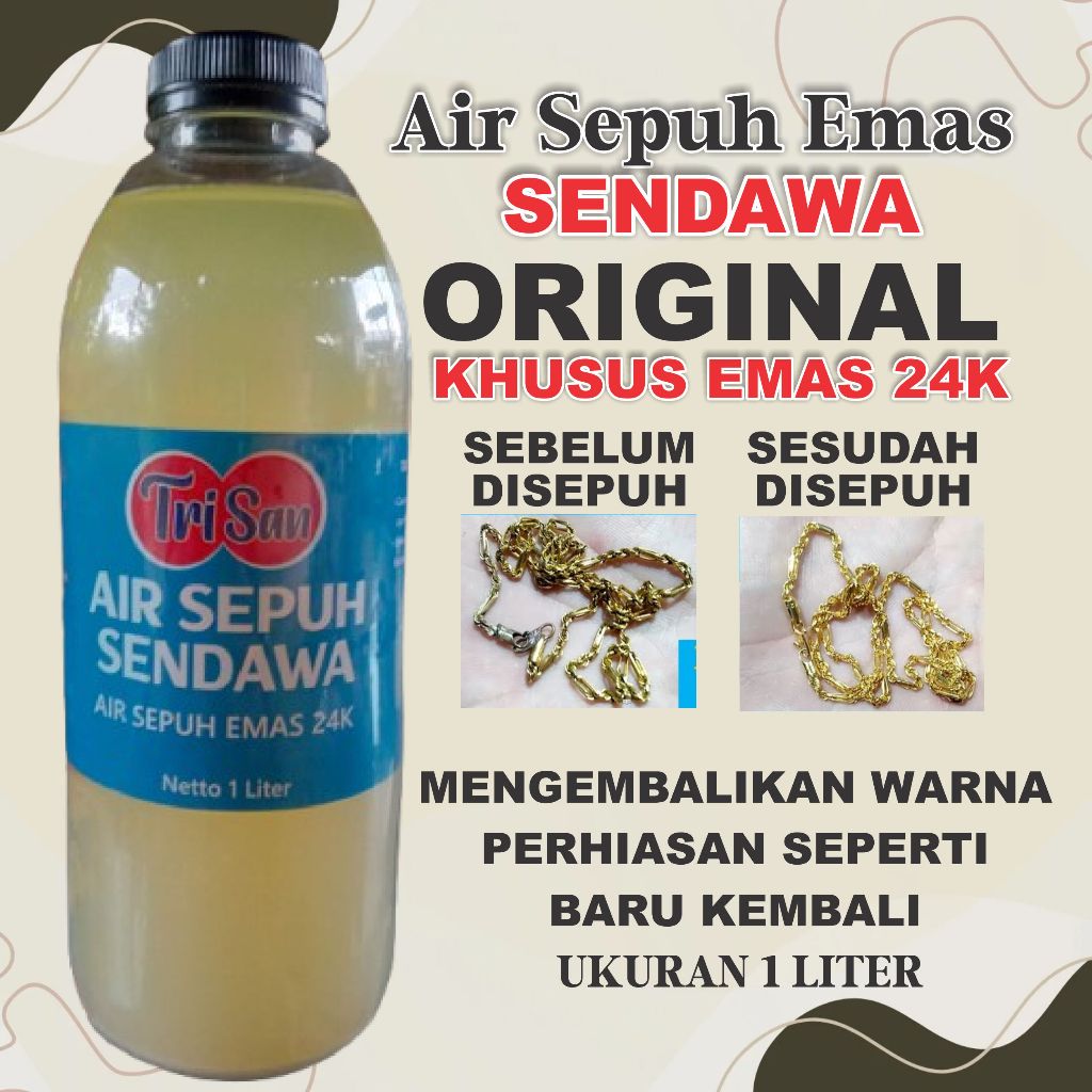 SEPUHAN EMAS 24K GLOWING AIR SEPUH SENDAWA PENYEPUH PERHIASAN MAS  BARU KEMBALI UKURAN 1 LITER
