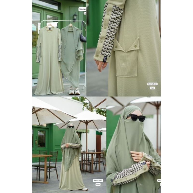 Snowy knit by khizaanah Sunnah | set FK Calla | set FK basic | abaya knit