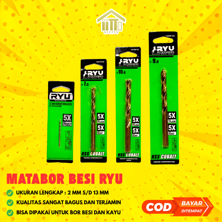 MATABOR BESI RYU SEMUA UKURAN 2 MM - 9.5 MM / MATABOR KAYU RYU UKURAN LENGKAP / MATA BOR BESI KAYU R