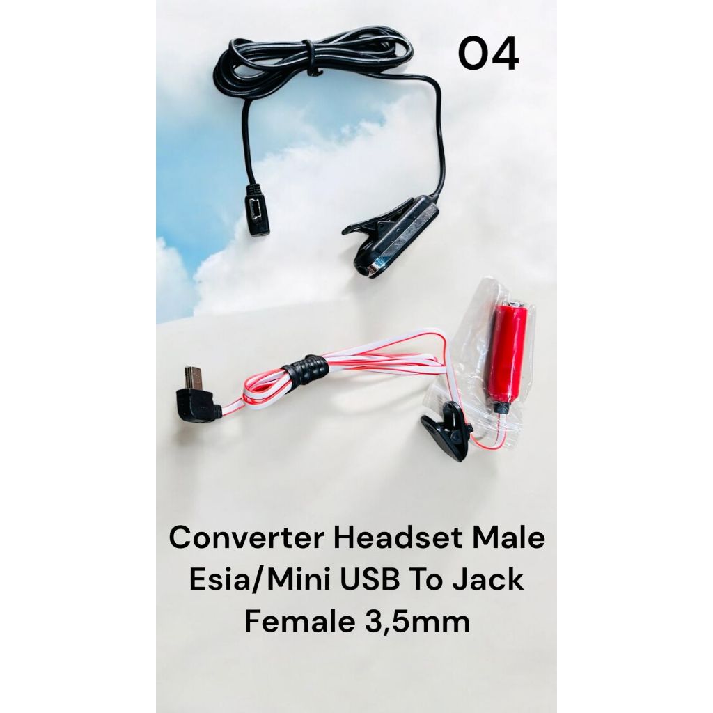 Kabel Konverter Audio - Konverter Headset + MIC MINI USB TO AUX JACK 3.5MM FOR ESIA NEXIAN DLL