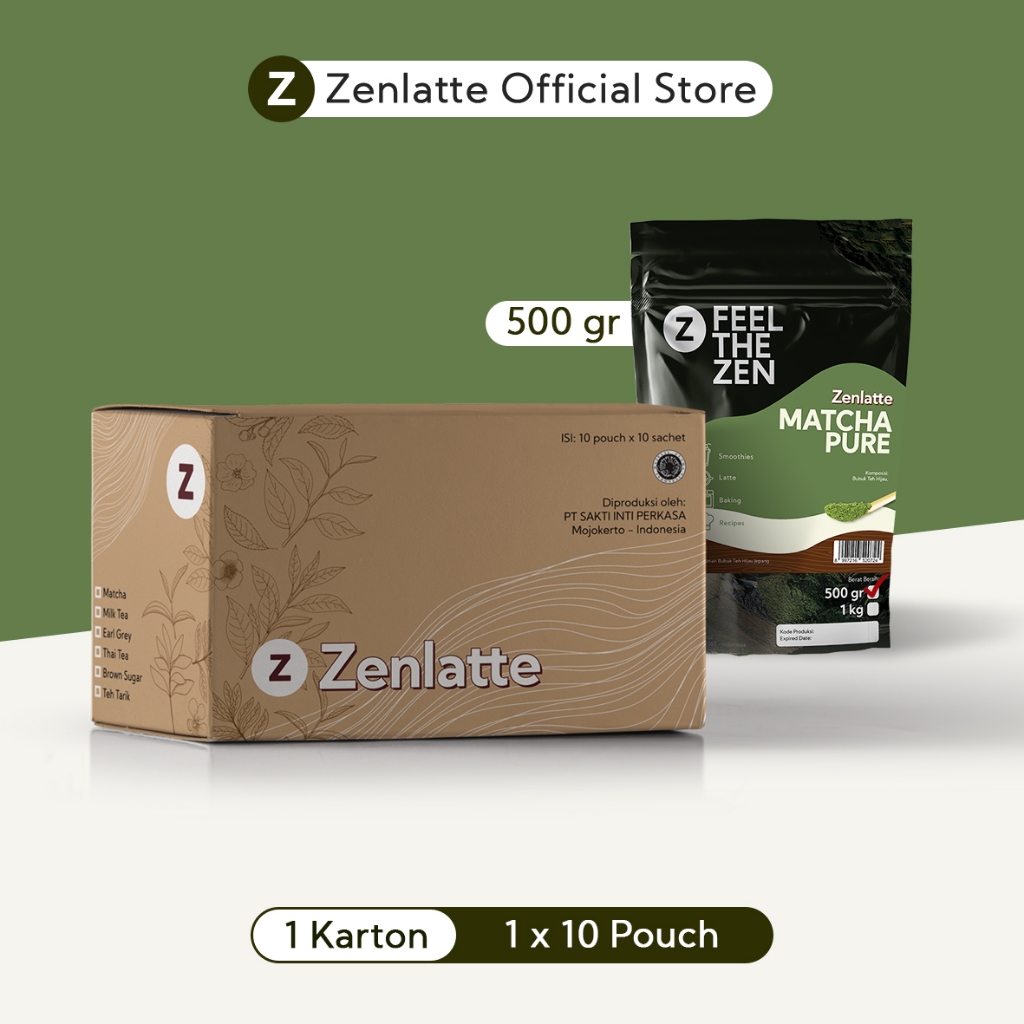 

Zenlatte Matcha Pure Bag 500gr - 1 Karton | Bubuk Matcha Pure | Matcha Pure Powder