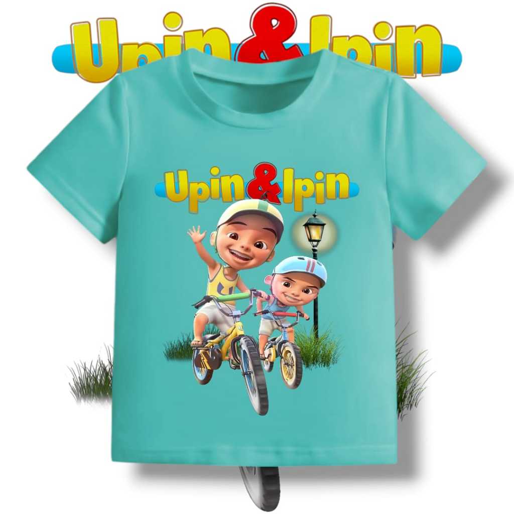 BLET - Atasan kaos anak 100% combed motif gambar sablon dtf HQ Upin ipin usia 0-8 tahun baju cewek /