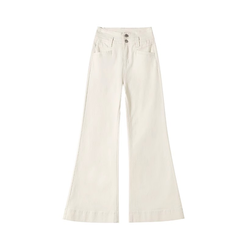 CUCI GUDANG 2025 NEW JUMBO Highwaist Cutbray Jeans korea/Celana Jeans Cutbray Loose Wanita putih