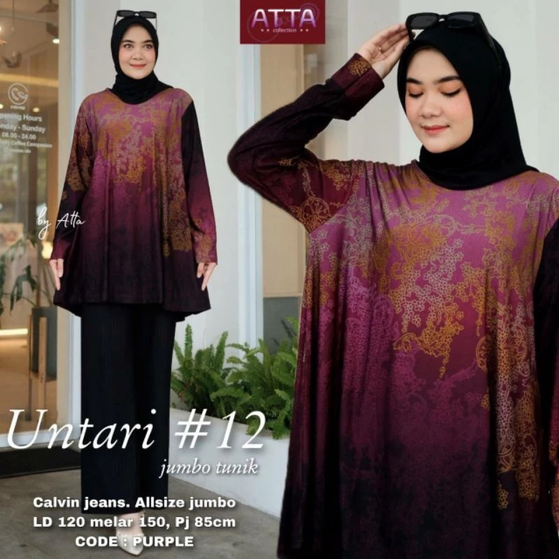 Atasan Jumbo Untari#12 Tunik Bahan Calvin Jeans Allsize LD120 Melar 150