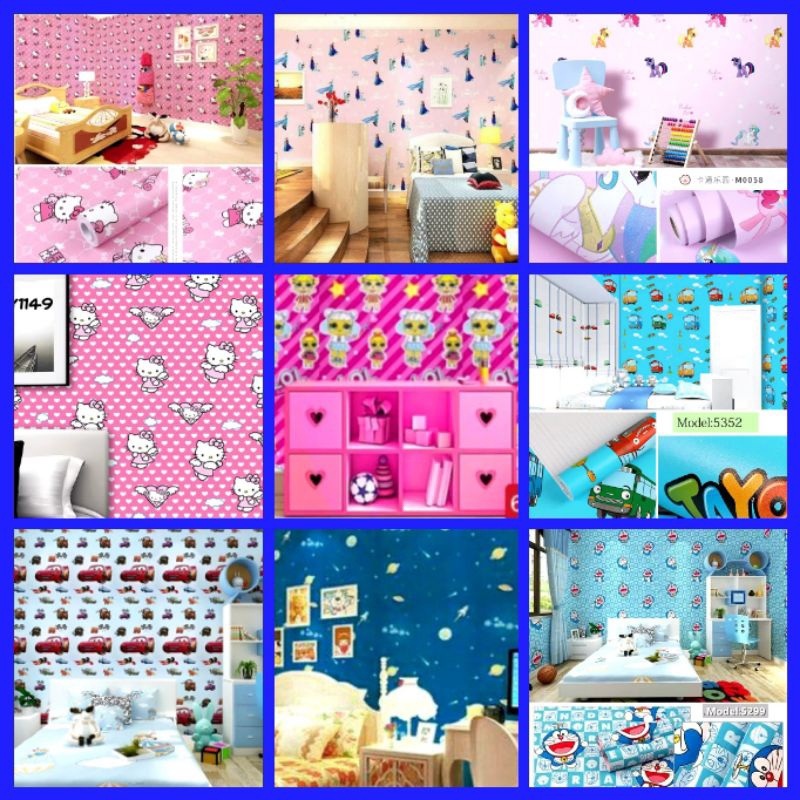 Wallpaper Dinding Aesthetic Wallpaper Dinding Kamar Wallpaper Dinding Motif Karakter Anak Hellokitty