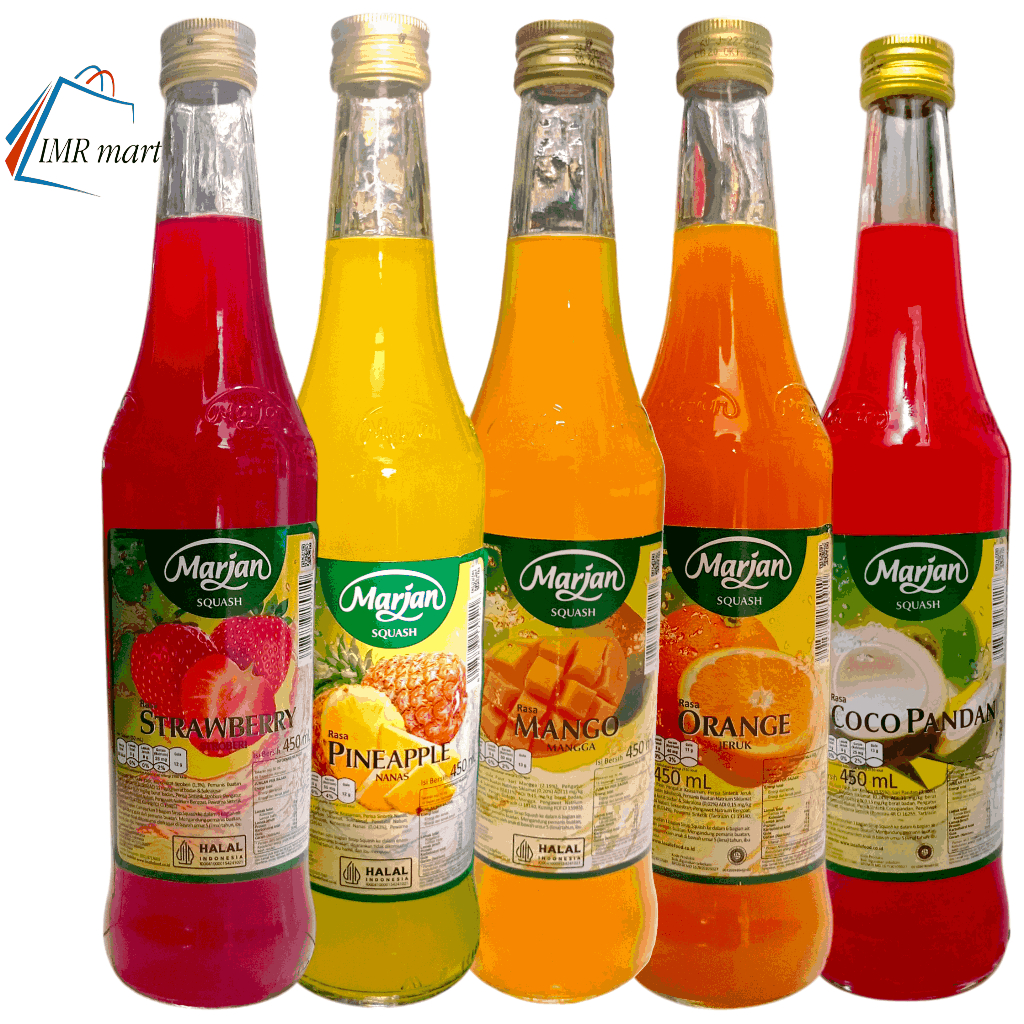 

Marjan Squash Syrup Rasa Mangga ,Coco Pandan ,Jeruk ,stobery ,Nanas 450 ml - Sirup Squash marjan