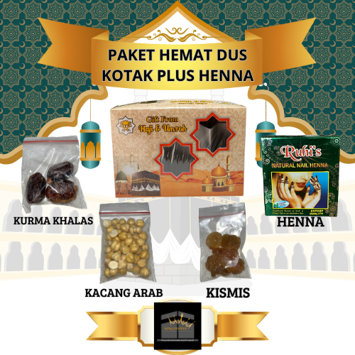 

PAKET HEMAT DUS KOTAK PLUS HENNA OLEH-OLEH HAJI DAN UMROH