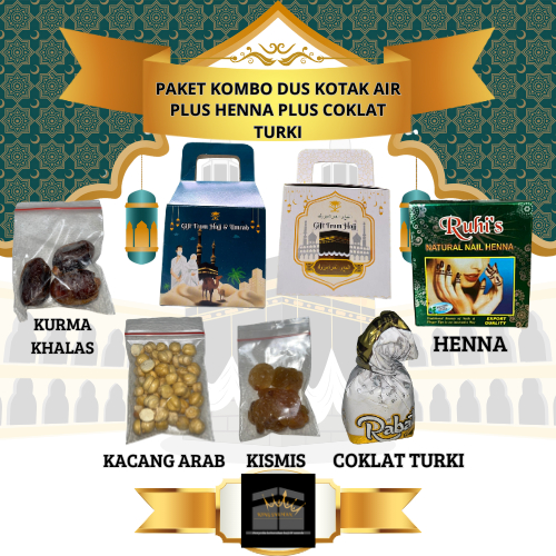 

paket umroh haji kombo dus kotak air plus henna plus coklat turki oleh-oleh haji dan umroh