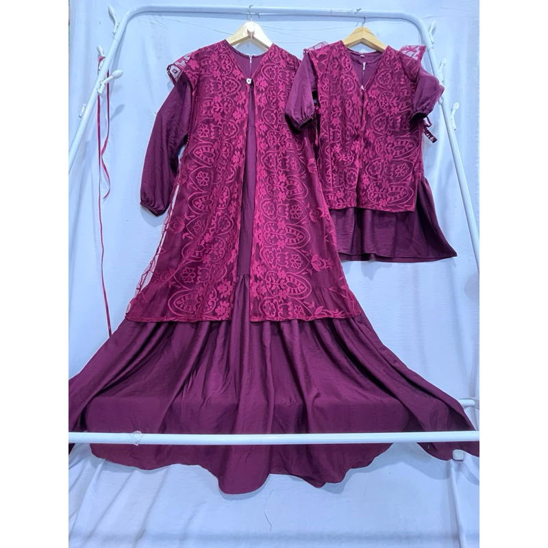 Tunik Outer Brukat Burgundy model baru