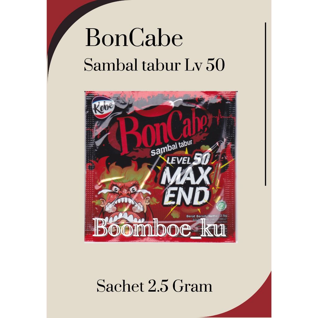 

BonCabe Sambal tabur Level 50 - Max End- 2.5 Gram